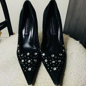 Steven by Steve Madden Black Suede/silver jewels